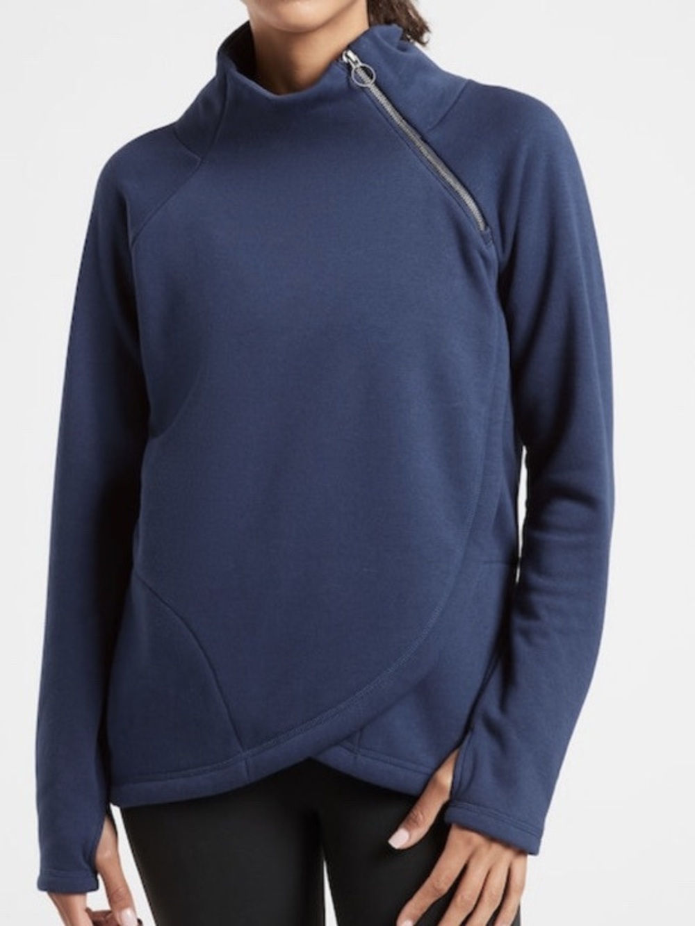 Athleta Cozy Karma Asym Pullover Sweatshirt Enchanted Blue